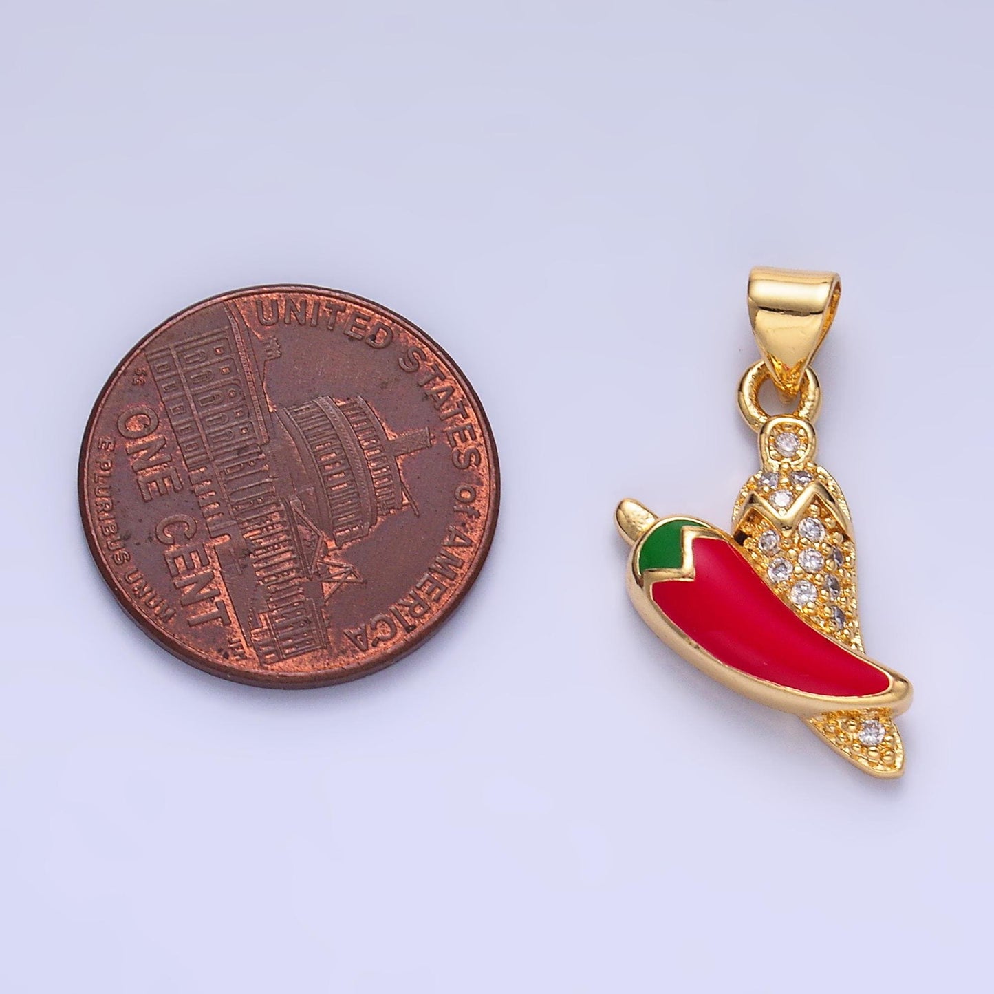 Mini Gold Red Chili Charm 24k gold filled Foodie charm for bracelet necklace jewelry making supply | AA1153