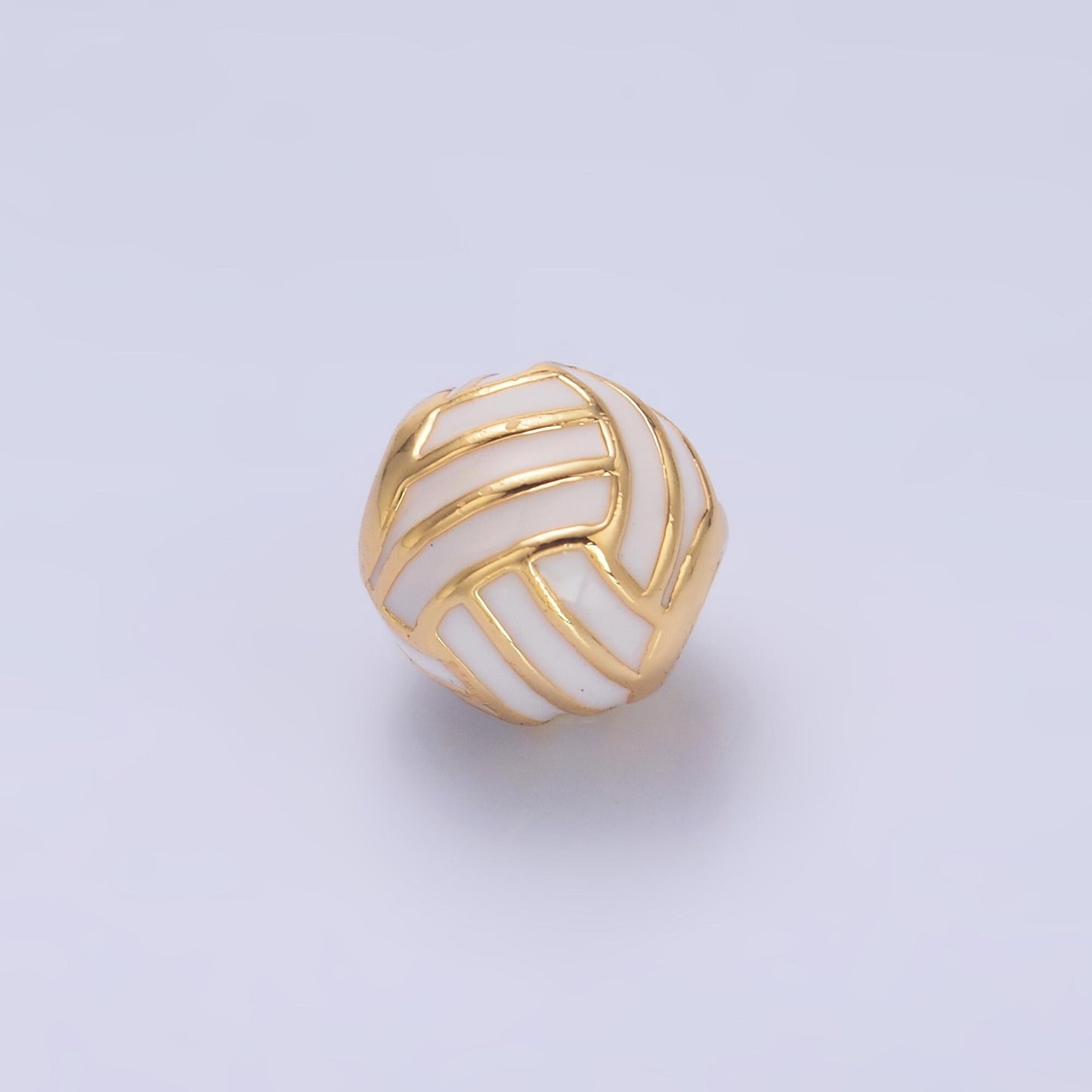 1x dainty gold volley Ball round spacer beads White Enamel Sport beads for bracelet connector jewelry making supply findings B184