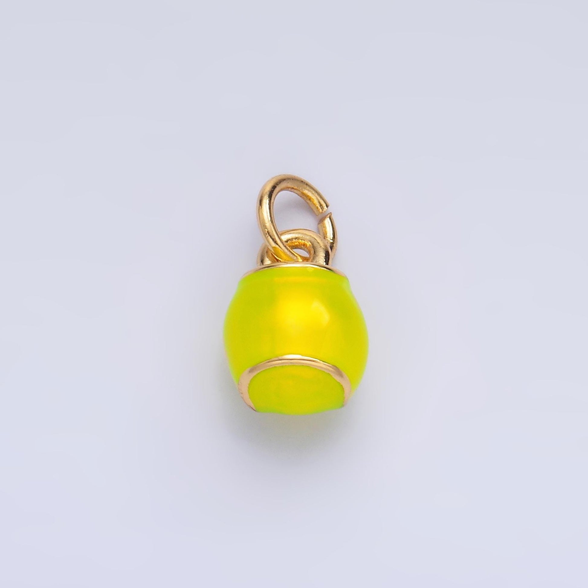 Mini Gold Enamel Tennis Ball Charm 24k gold filled sports charm for bracelet necklace jewelry making supply | W436