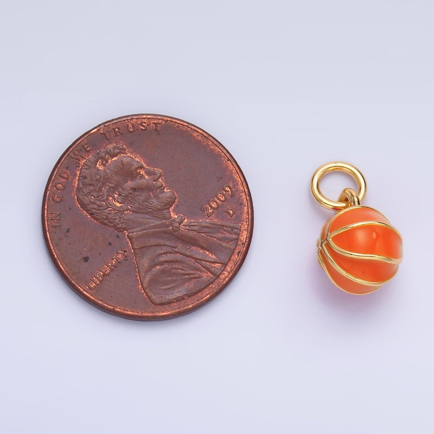 Mini Gold Enamel Basket Ball Charm 24k gold filled sports charm for bracelet necklace jewelry making supply | W435