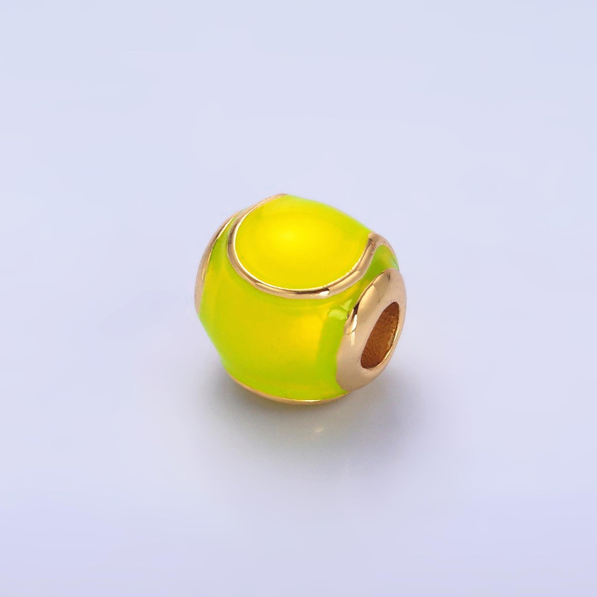 1x dainty gold Tennis Ball round spacer beads Green Enamel Sport beads for bracelet connector jewelry making supply findings B206