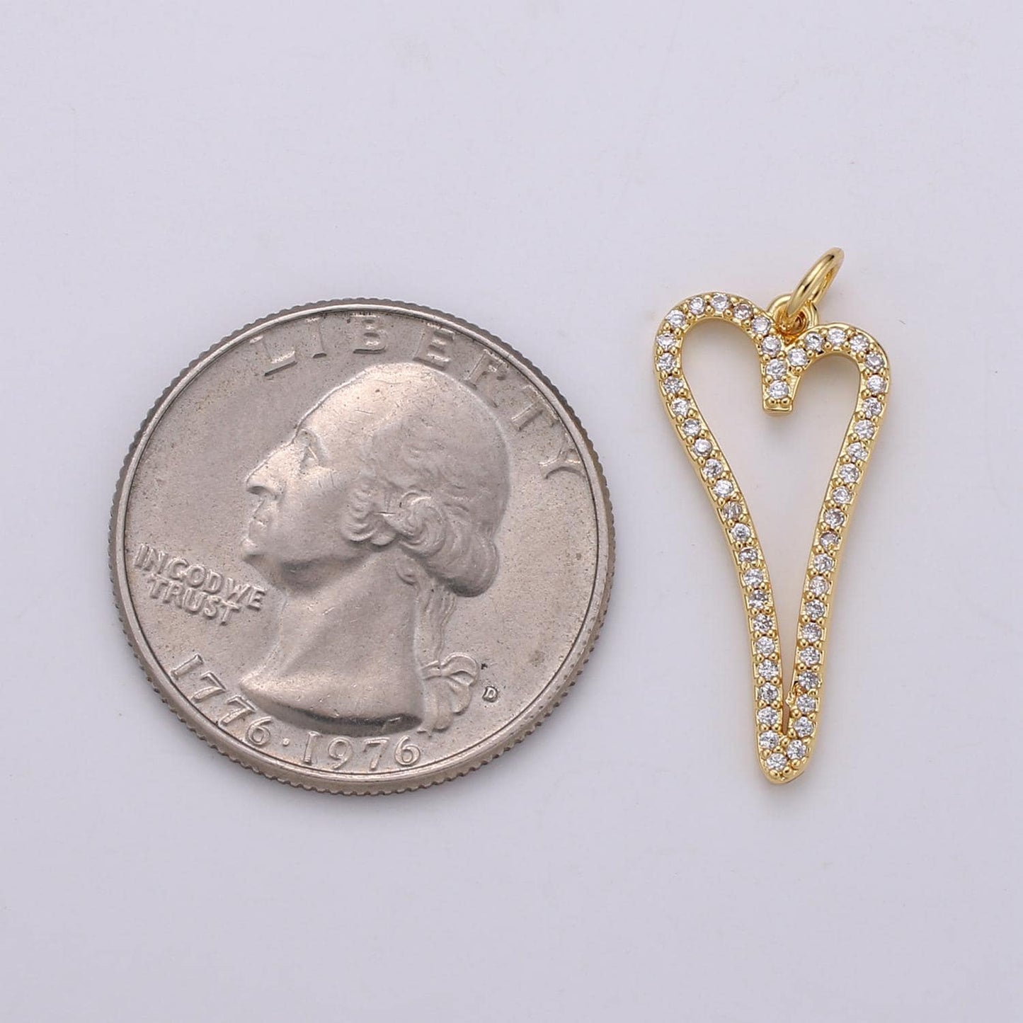 14k Gold Filled Heart with CZ Cut Out Shapes 27mm x 11mm | d793