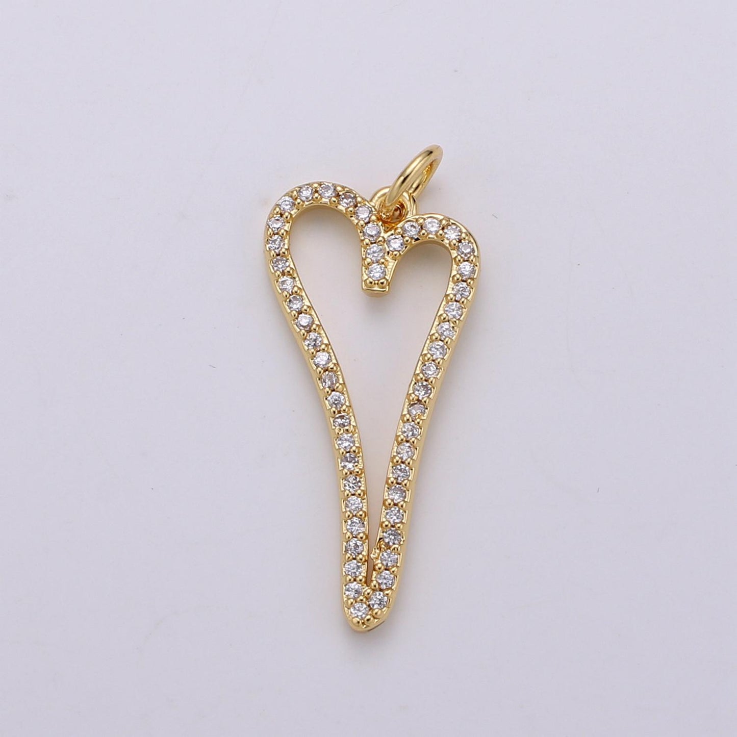 14k Gold Filled Heart with CZ Cut Out Shapes 27mm x 11mm | d793