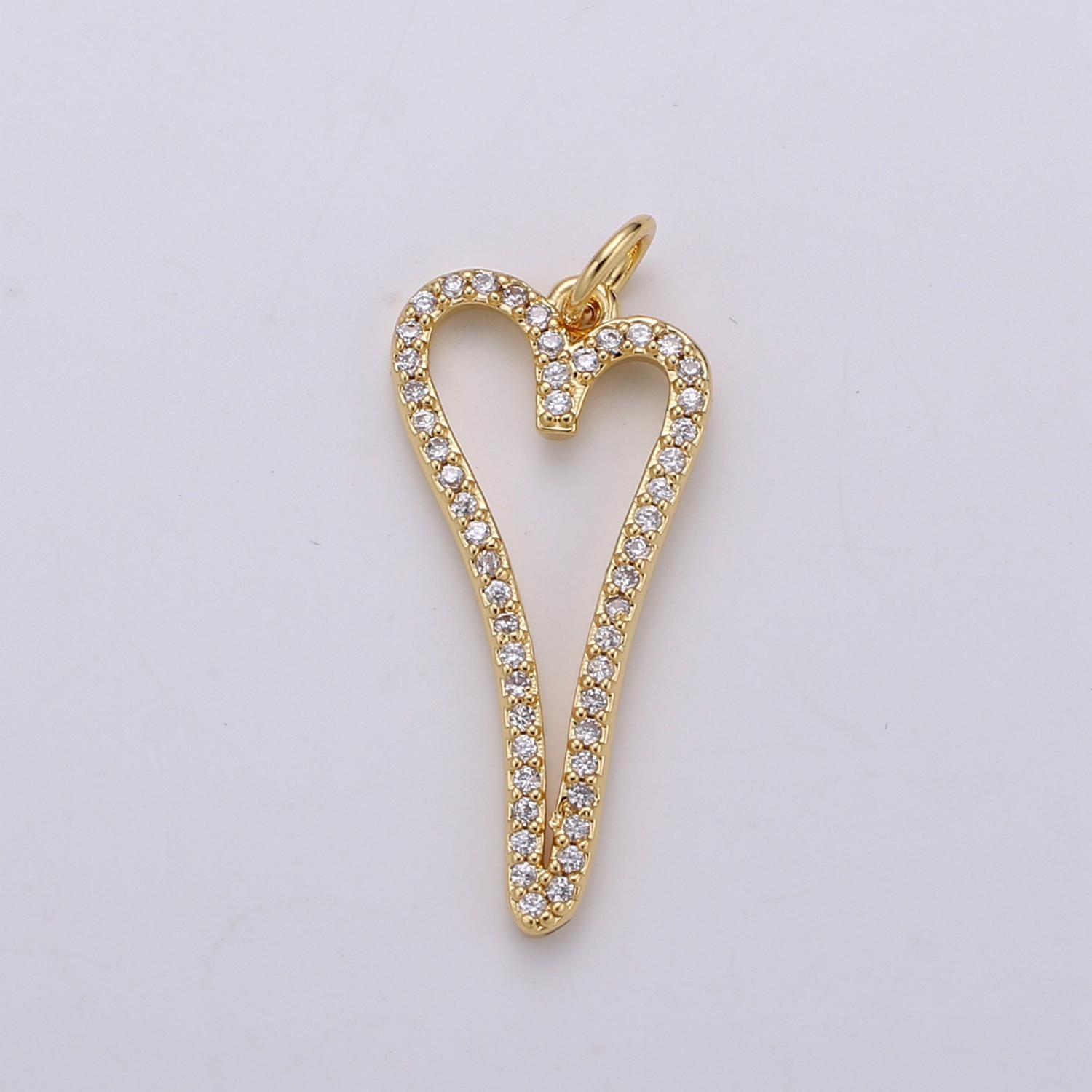 14k Gold Filled Heart with CZ Cut Out Shapes 27mm x 11mm | d793