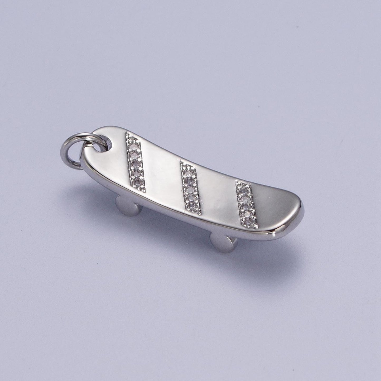 18k Gold Filled Skate board pave charm Silver board cubic zirconia pendant 23x7mm Sport jewelry outdoor activity inspired E525