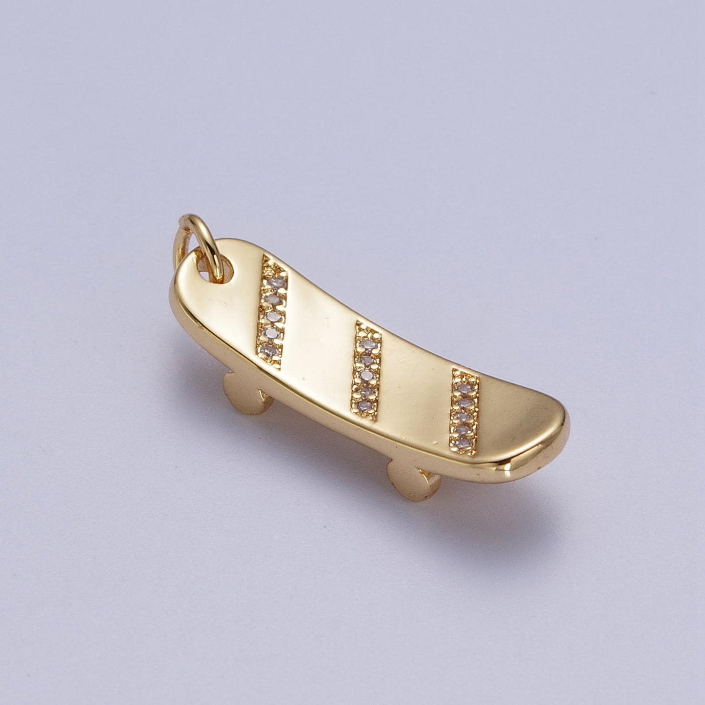18k Gold Filled Skate board pave charm Silver board cubic zirconia pendant 23x7mm Sport jewelry outdoor activity inspired E525