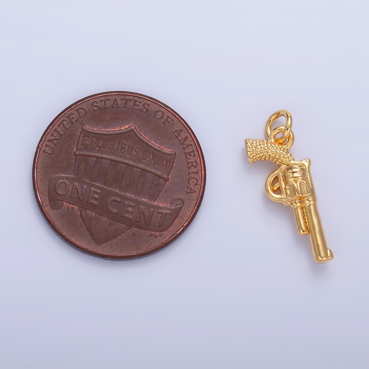 Mini revolver pistol pendant 24k gold plated gun charm, necklace bracelet charm pendant Cowboy Police Inspired Jewelry W798