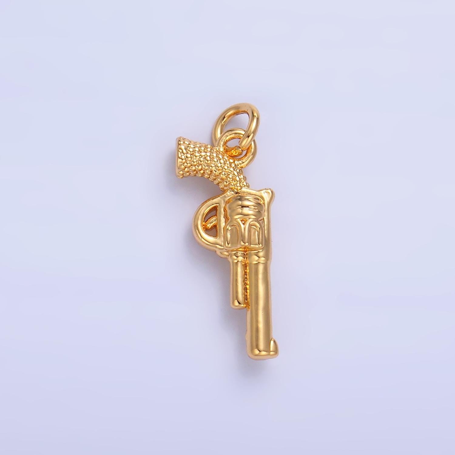 Mini revolver pistol pendant 24k gold plated gun charm, necklace bracelet charm pendant Cowboy Police Inspired Jewelry W798