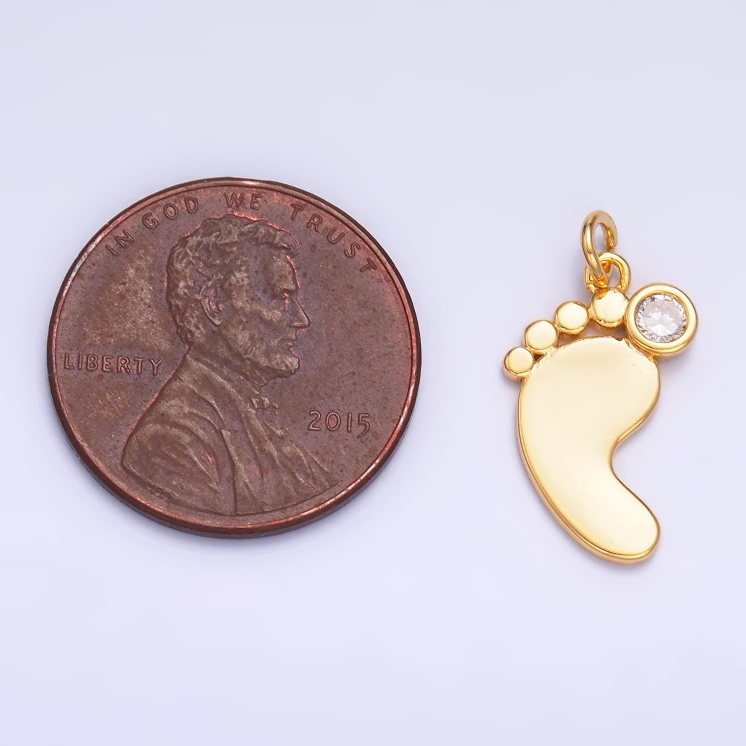 24K Gold Filled CZ Baby Feet Charm in Gold & Silver for Baby Shower Gift Idea Jewelry Making Supply | W791