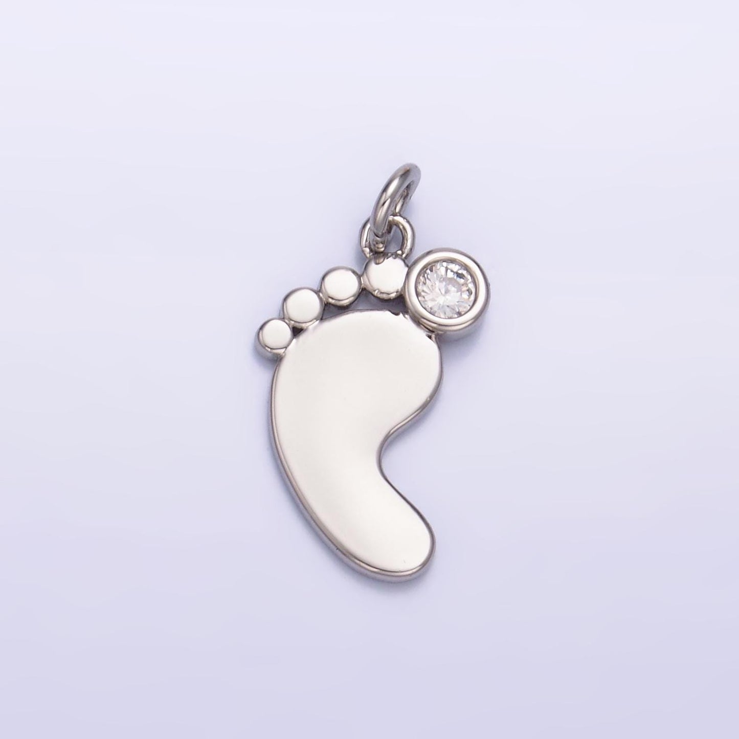 24K Gold Filled CZ Baby Feet Charm in Gold & Silver for Baby Shower Gift Idea Jewelry Making Supply | W791
