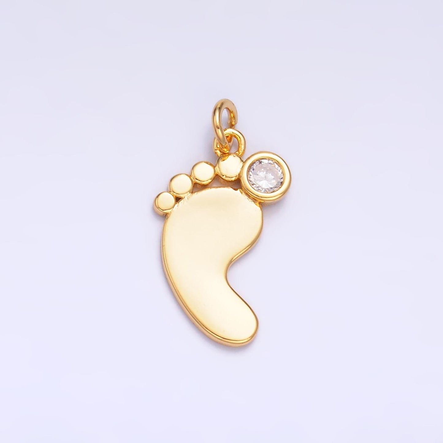 24K Gold Filled CZ Baby Feet Charm in Gold & Silver for Baby Shower Gift Idea Jewelry Making Supply | W791
