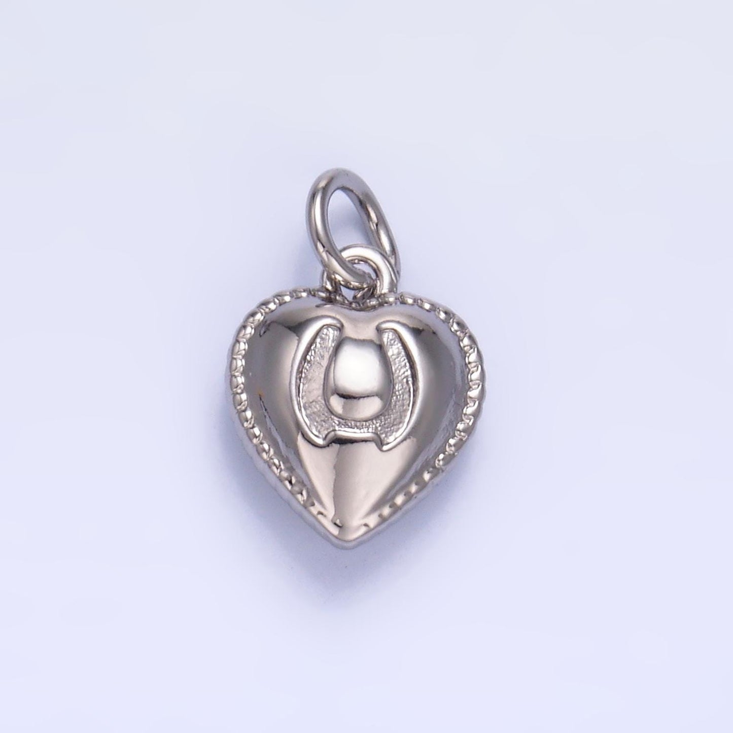 24K Gold Filled Horseshoe Heart Puffy Charm in Gold & Silver Horse Shoe Lucky Charm | W826