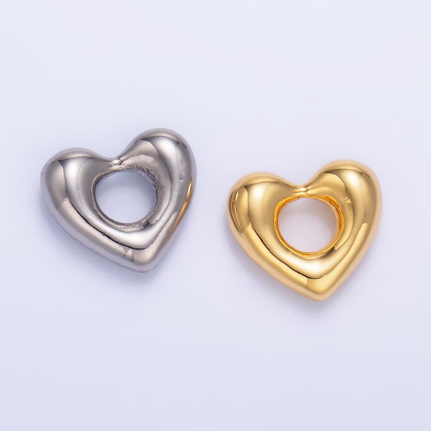 24K Gold Filled Molten Heart Charm in Gold & Silver for Earring Necklace Jewelry Making Supply | B207