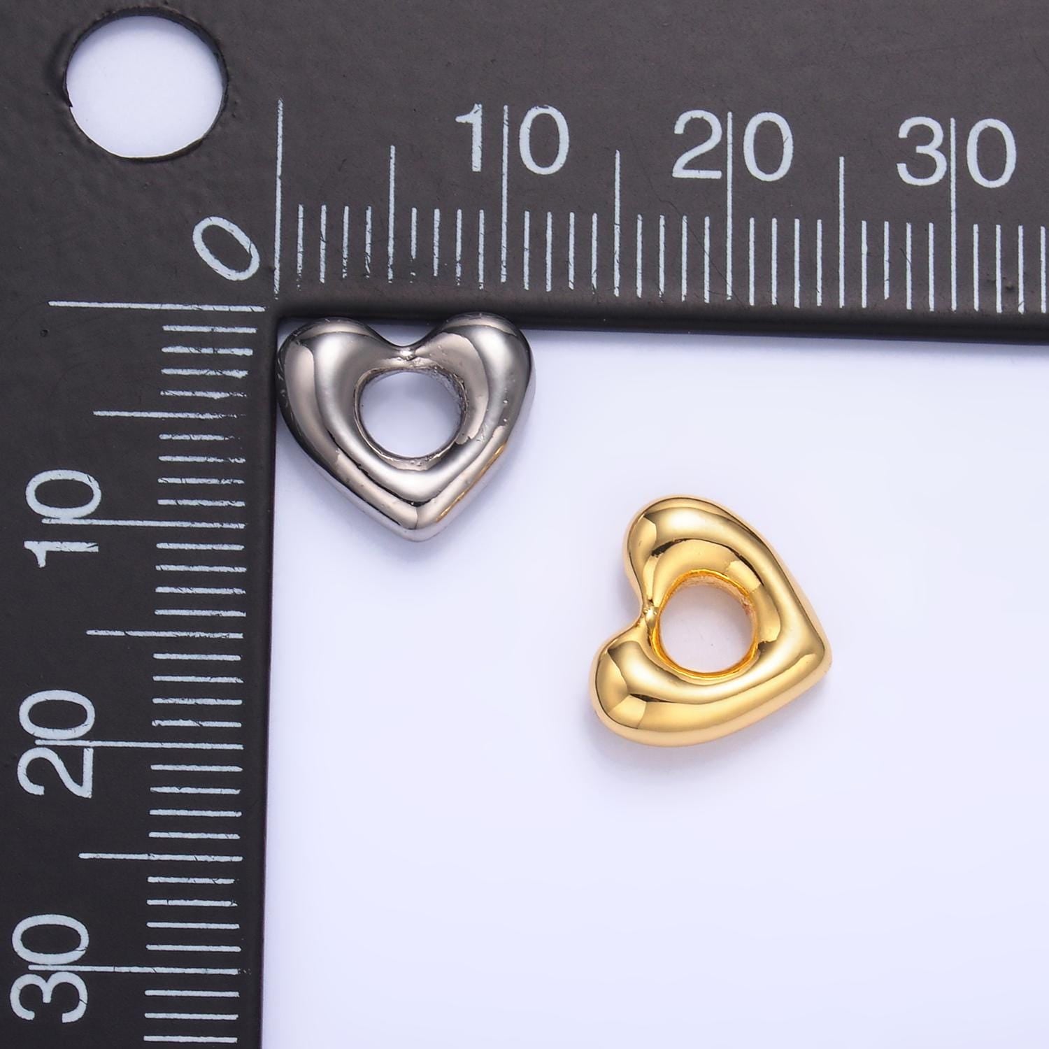 24K Gold Filled Molten Heart Charm in Gold & Silver for Earring Necklace Jewelry Making Supply | B207