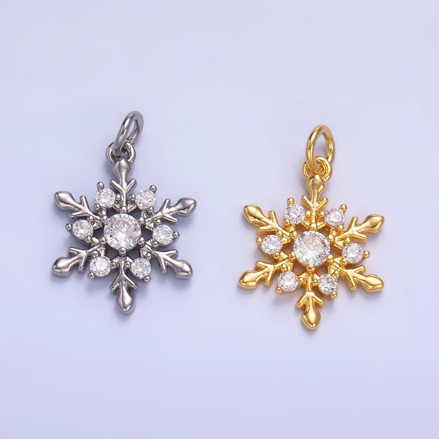 Gold snow charm micro pave charm , winter snowflake jewelry pendant charm for jewelry supply W830