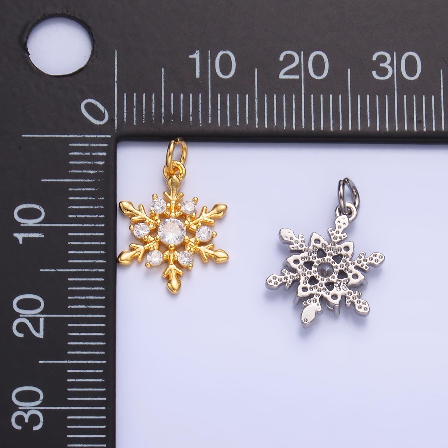 Gold snow charm micro pave charm , winter snowflake jewelry pendant charm for jewelry supply W830