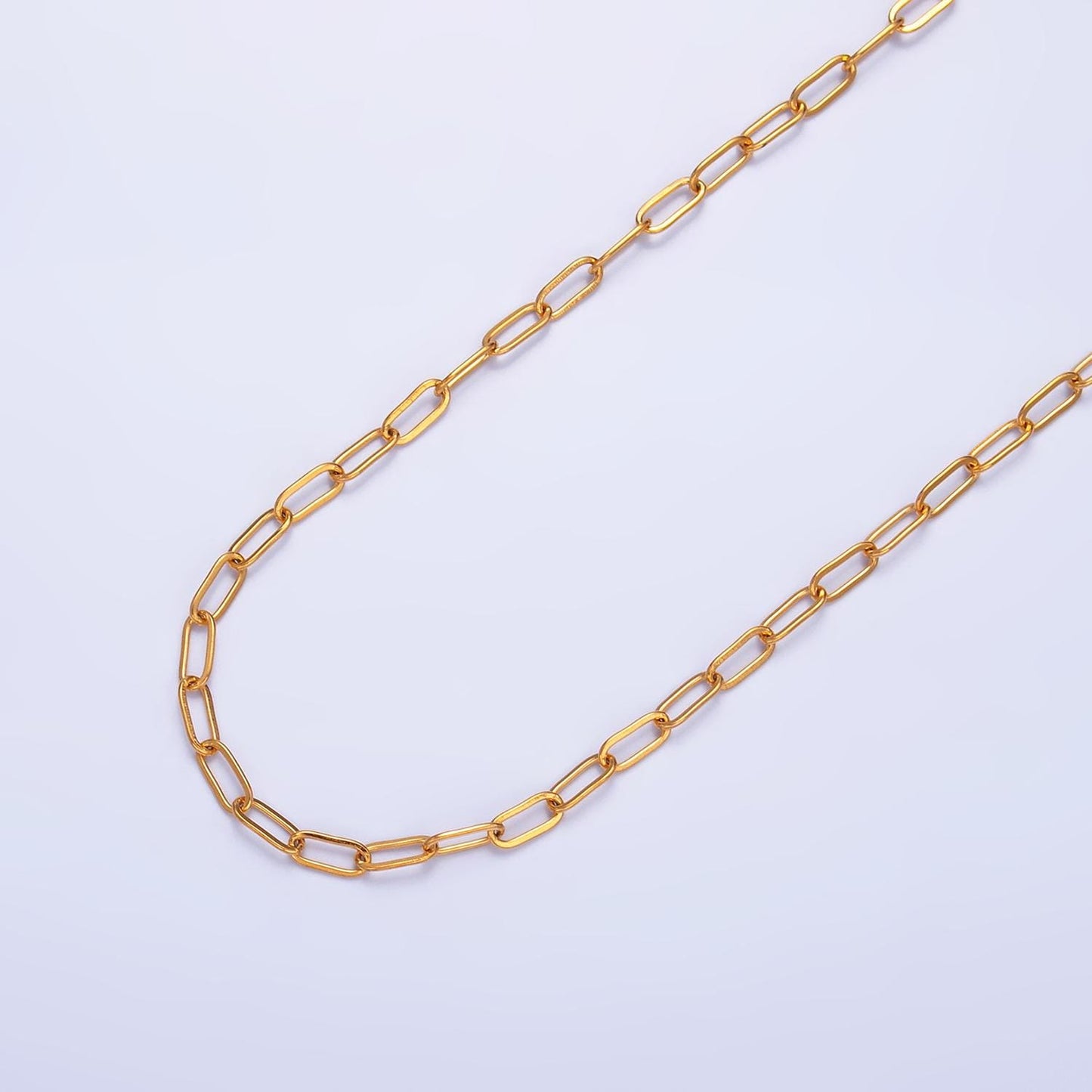 Dainty gold paperclip link chain elongated chain necklace stainless steel chain By yard ROLL-1550