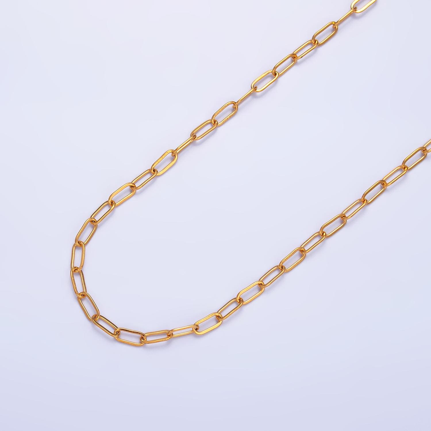 Dainty gold paperclip link chain elongated chain necklace stainless steel chain By yard ROLL-1550