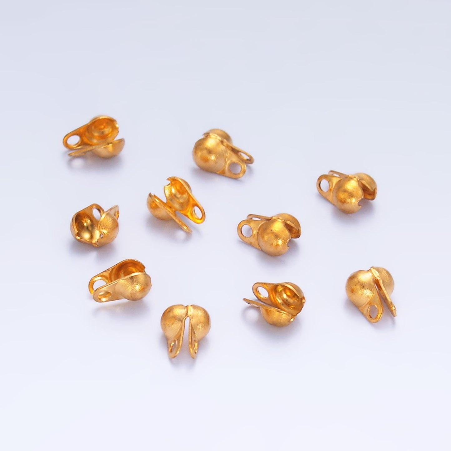 1pc gold clamshell end tip beads 3.0mm diameter PVD Gold Plate Stainless Steel chain clasps gold clasp for connector crimp beads | Z1040
