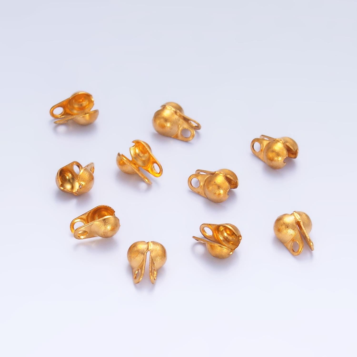 1pc gold clamshell end tip beads 3.0mm diameter PVD Gold Plate Stainless Steel chain clasps gold clasp for connector crimp beads | Z1040
