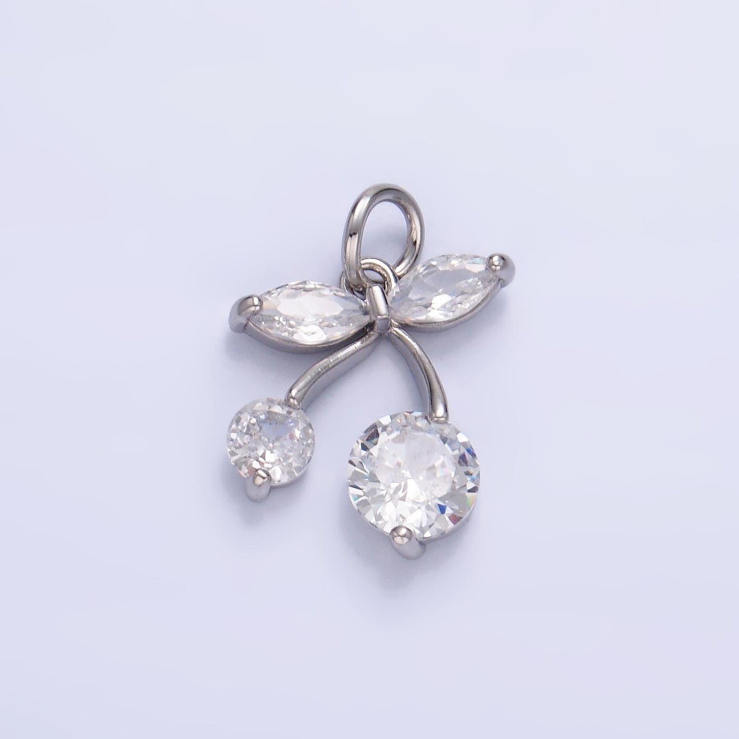 Mini 24K Gold Filled Cherry Charm Micro Pave Fruit Charms Dainty Silver Cherry Charm for Bracelet Necklace Minimalist Jewelry Supply W-806