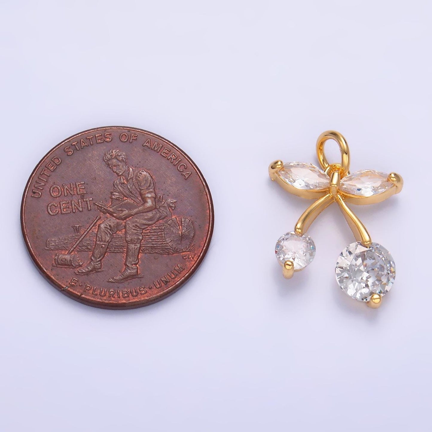 Mini 24K Gold Filled Cherry Charm Micro Pave Fruit Charms Dainty Silver Cherry Charm for Bracelet Necklace Minimalist Jewelry Supply W-806