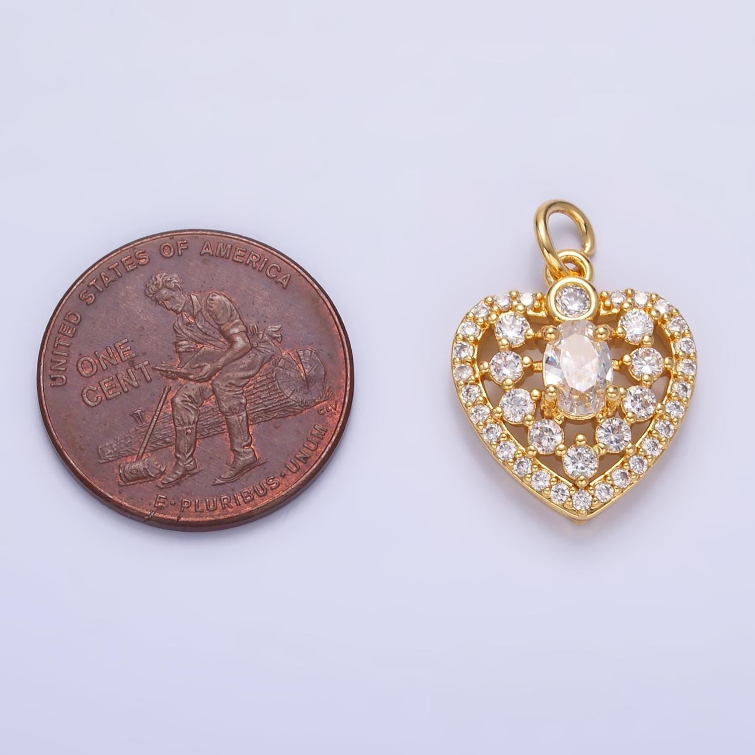 Mini 24K Gold Filled Micro Paved CZ Heart Charm in Gold & Silver | W802