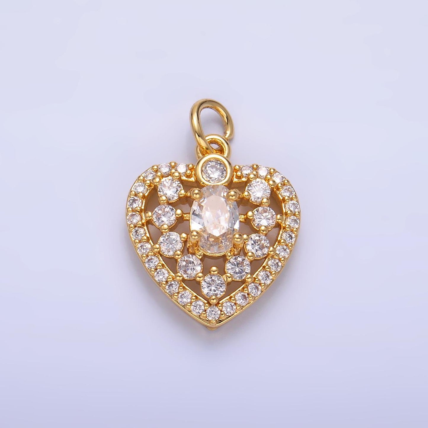 Mini 24K Gold Filled Micro Paved CZ Heart Charm in Gold & Silver | W802