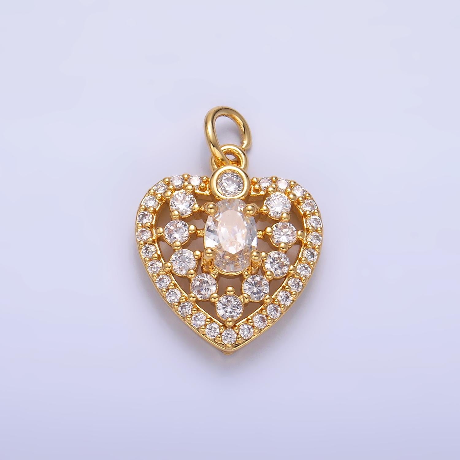 Mini 24K Gold Filled Micro Paved CZ Heart Charm in Gold & Silver | W802