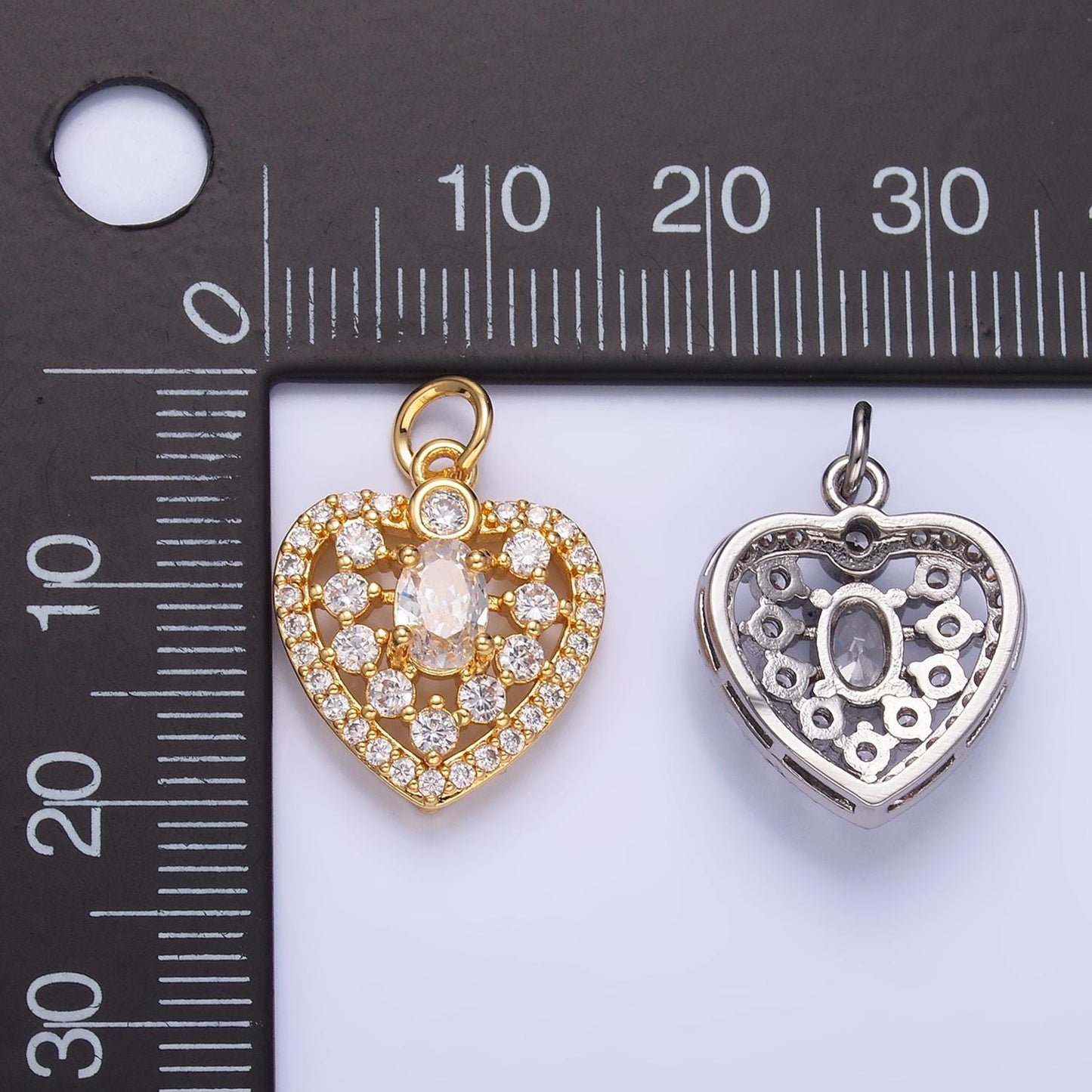 Mini 24K Gold Filled Micro Paved CZ Heart Charm in Gold & Silver | W802