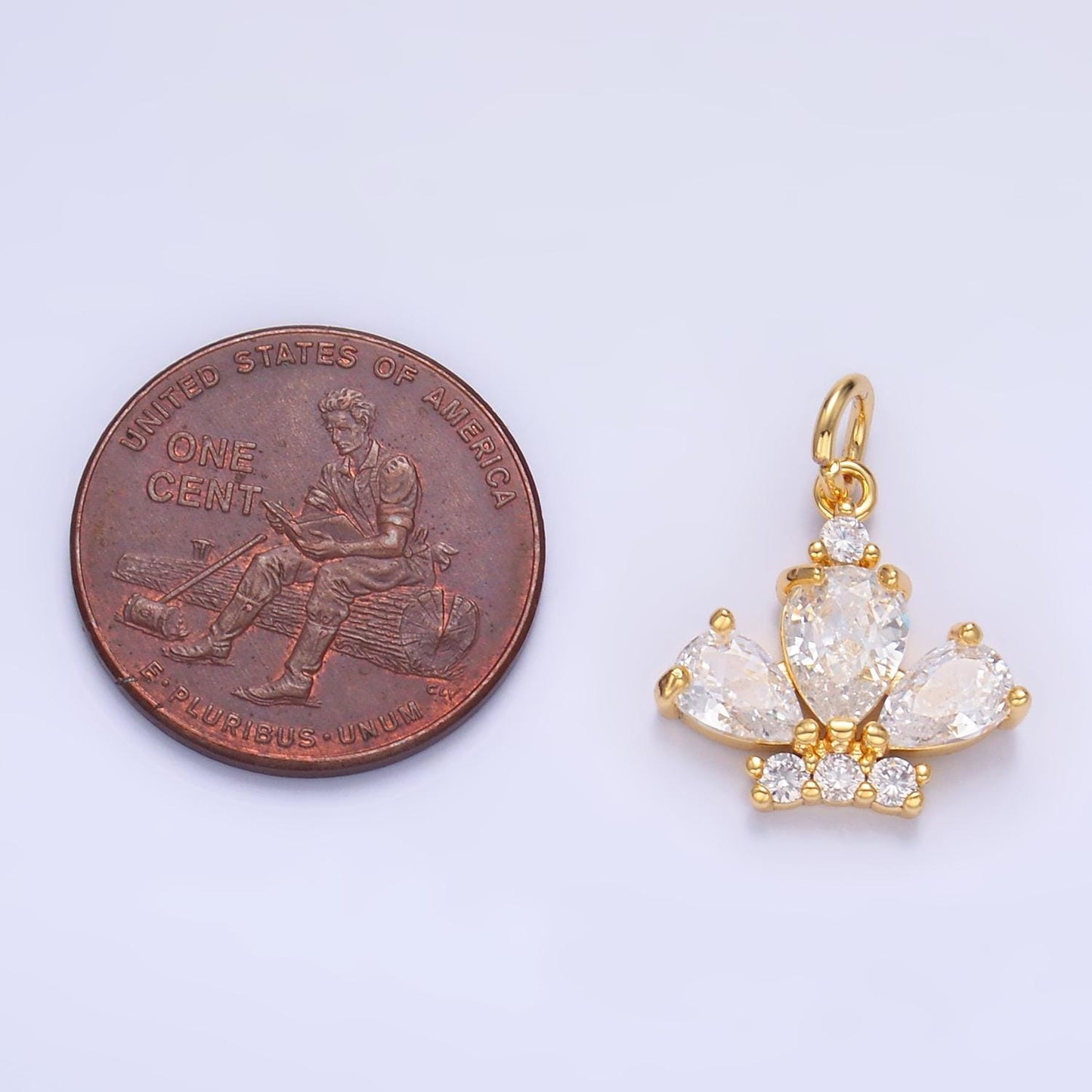 24K Gold Filled Clear CZ Micro Paved Crown Mini Charm in Gold & Silver Tiara Charm | W808