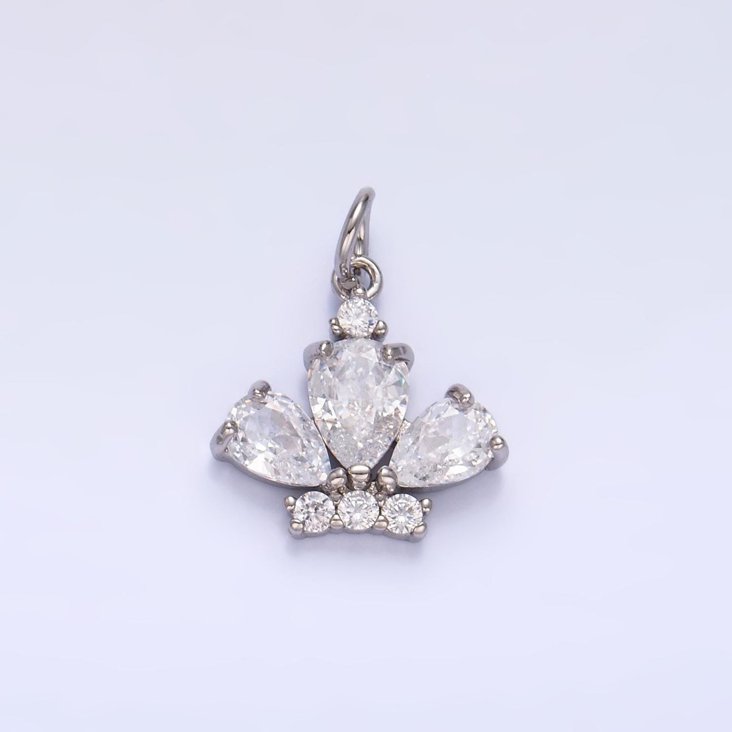 24K Gold Filled Clear CZ Micro Paved Crown Mini Charm in Gold & Silver Tiara Charm | W808