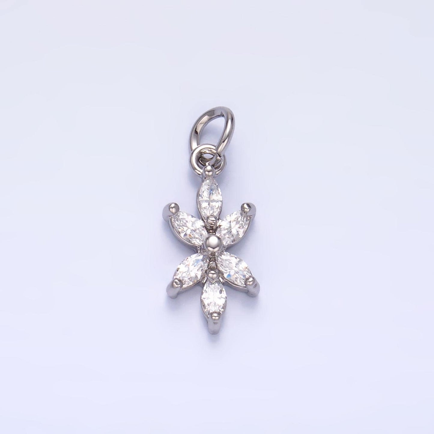 24K Gold Filled Marquise CZ Flower Mini Charm in Gold & Silver | W809