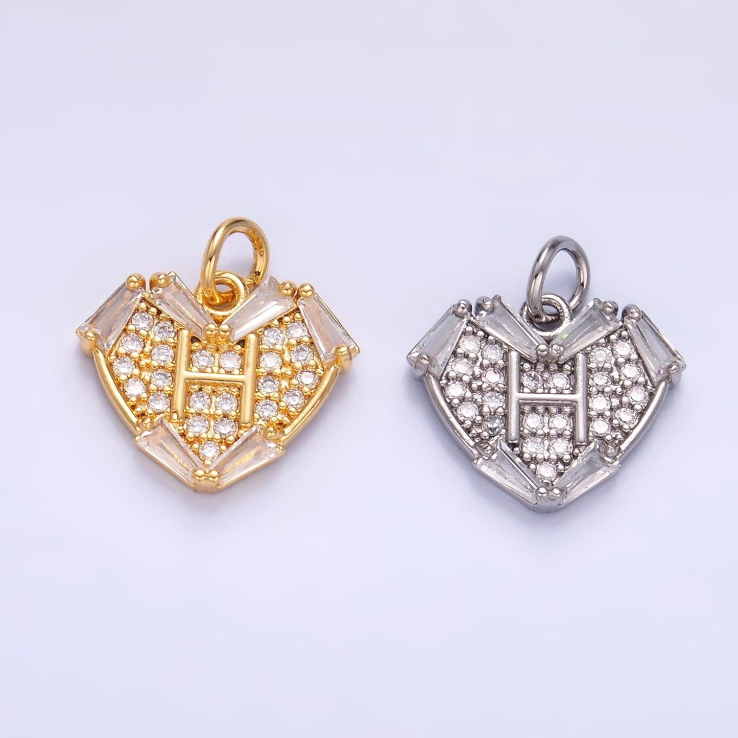 Mini 24K Gold Filled Micro Paved CZ Heart Charm in Gold & Silver | W801