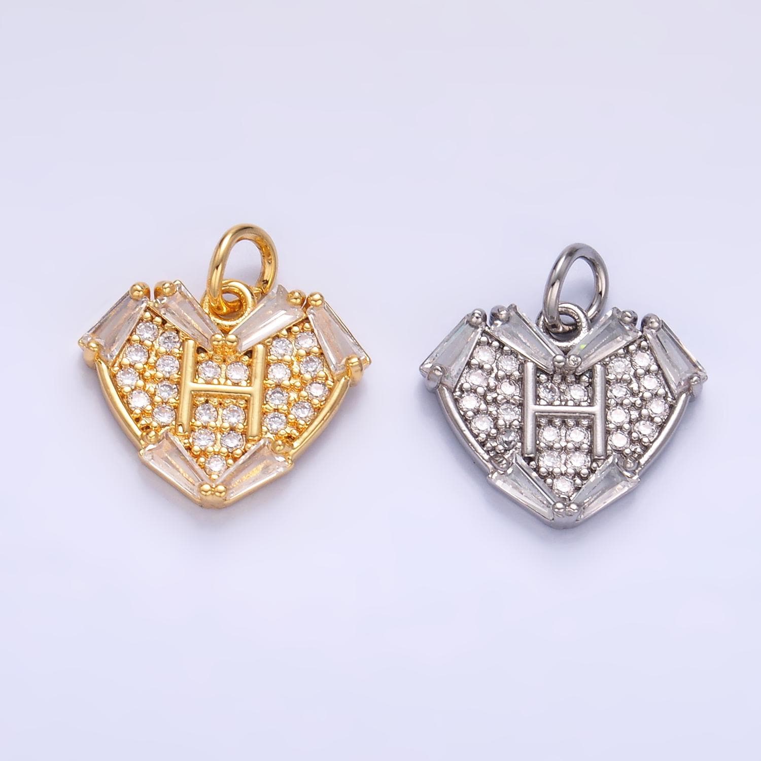 Mini 24K Gold Filled Micro Paved CZ Heart Charm in Gold & Silver | W801