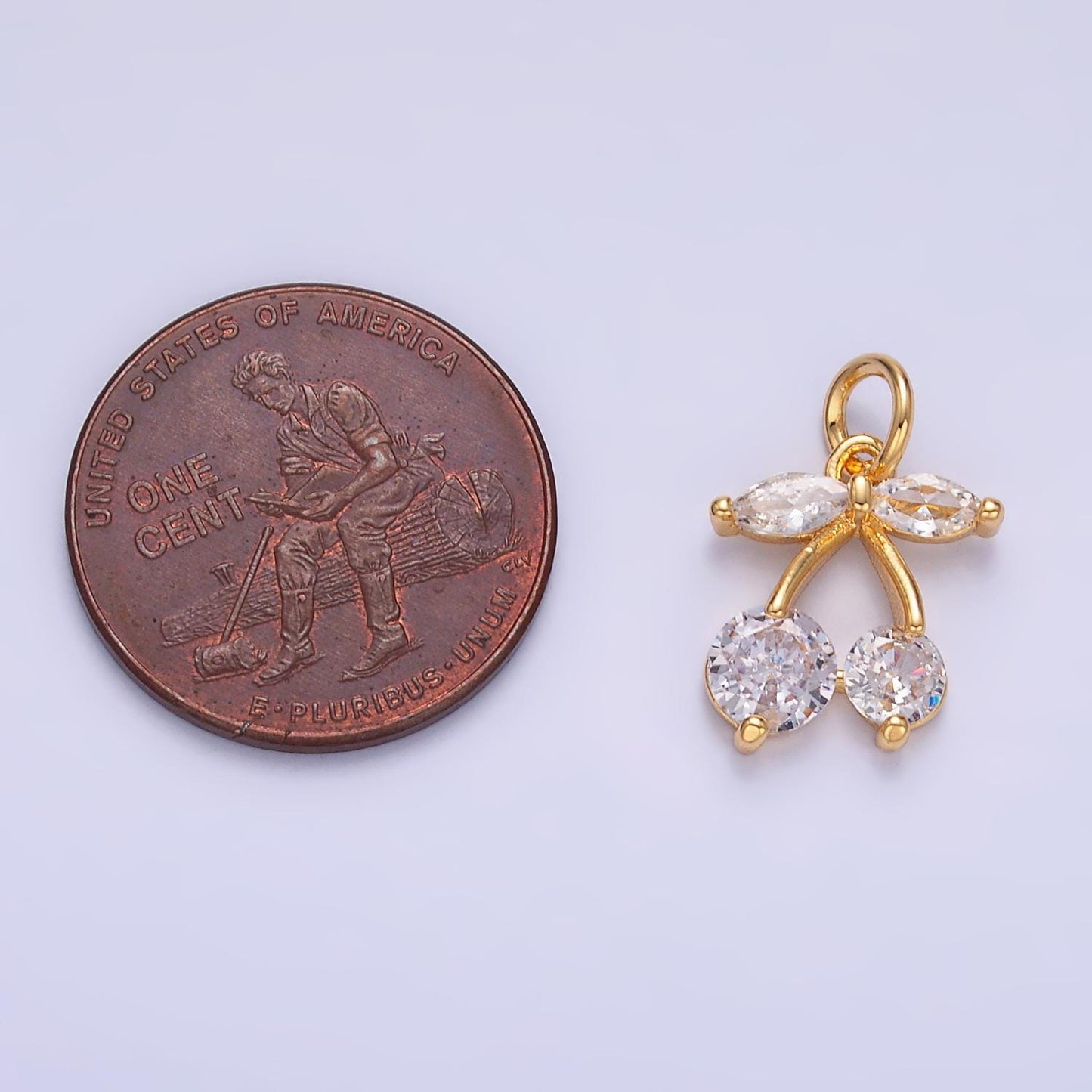 Mini 24K Gold Filled Cherry Charm Micro Pave Fruit Charms Dainty Silver Cherry Charm for Bracelet Necklace Minimalist Jewelry Supply W-807
