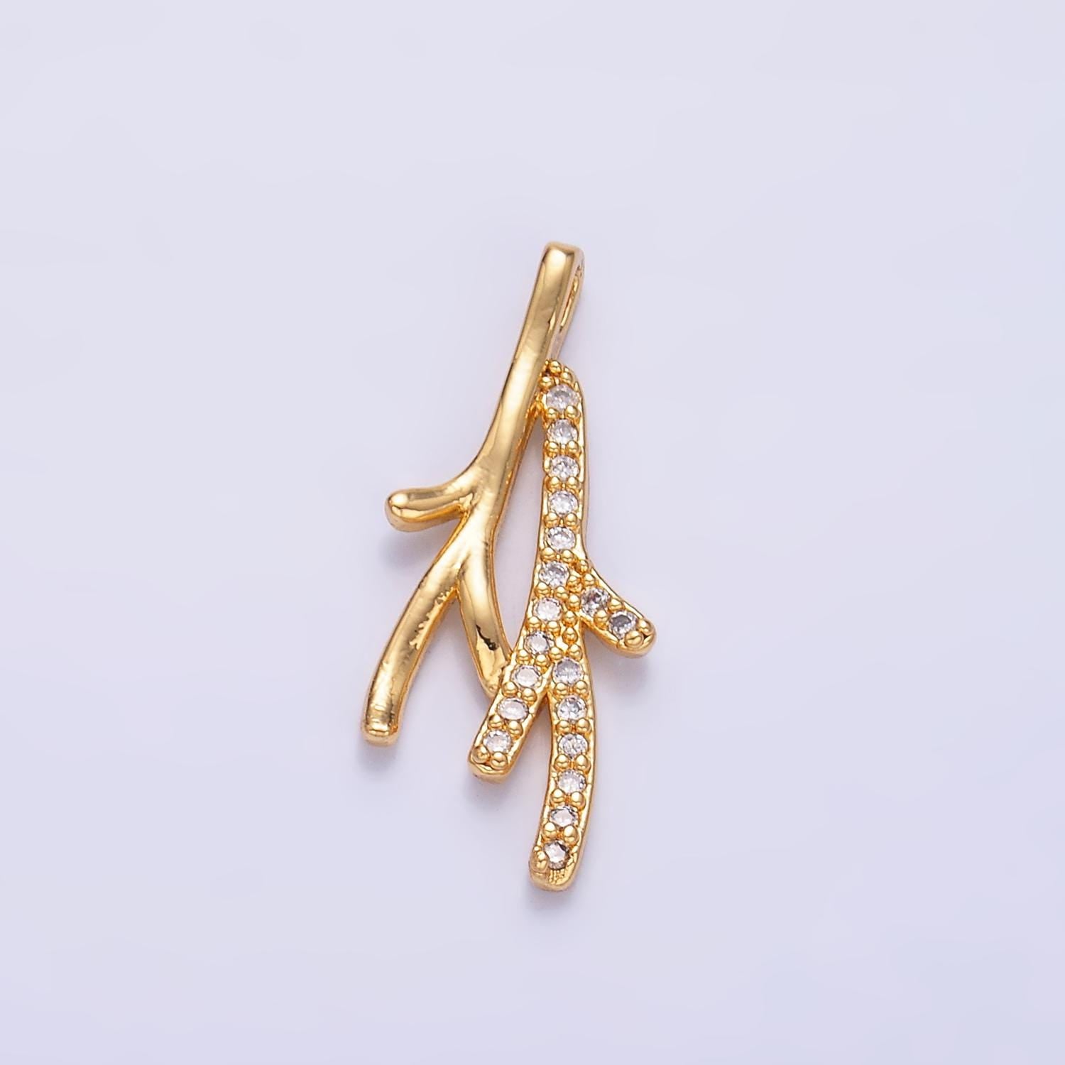 Mini 24K Gold Filled Coral Charm Micro Pave Ocean Charms Dainty Silver Coral Charm for Bracelet Necklace Minimalist Jewelry Supply AA-1446