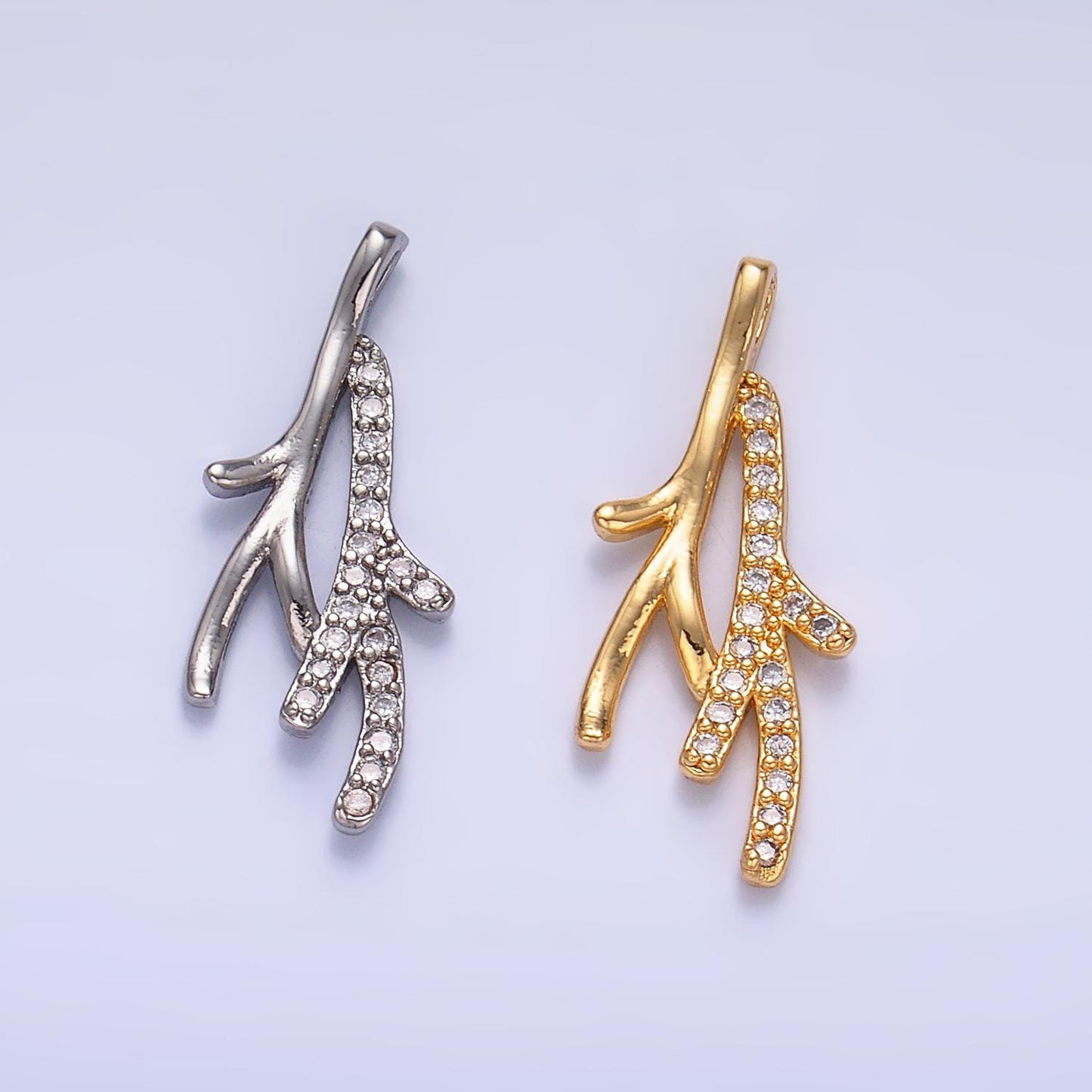 Mini 24K Gold Filled Coral Charm Micro Pave Ocean Charms Dainty Silver Coral Charm for Bracelet Necklace Minimalist Jewelry Supply AA-1446
