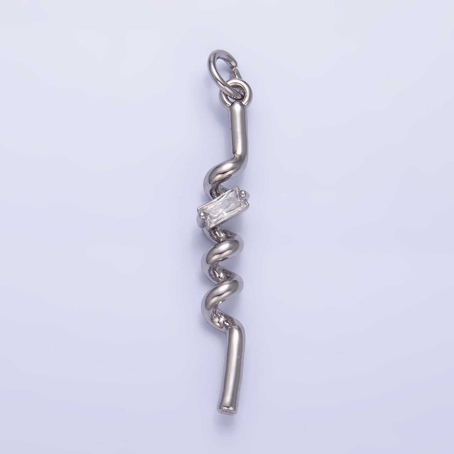 Mini 24K Gold Filled Straw Charm Cubic Clear Mini Twist charm Dainty Silver Drop Charm for Bracelet Necklace Minimalist Jewelry Supply W812