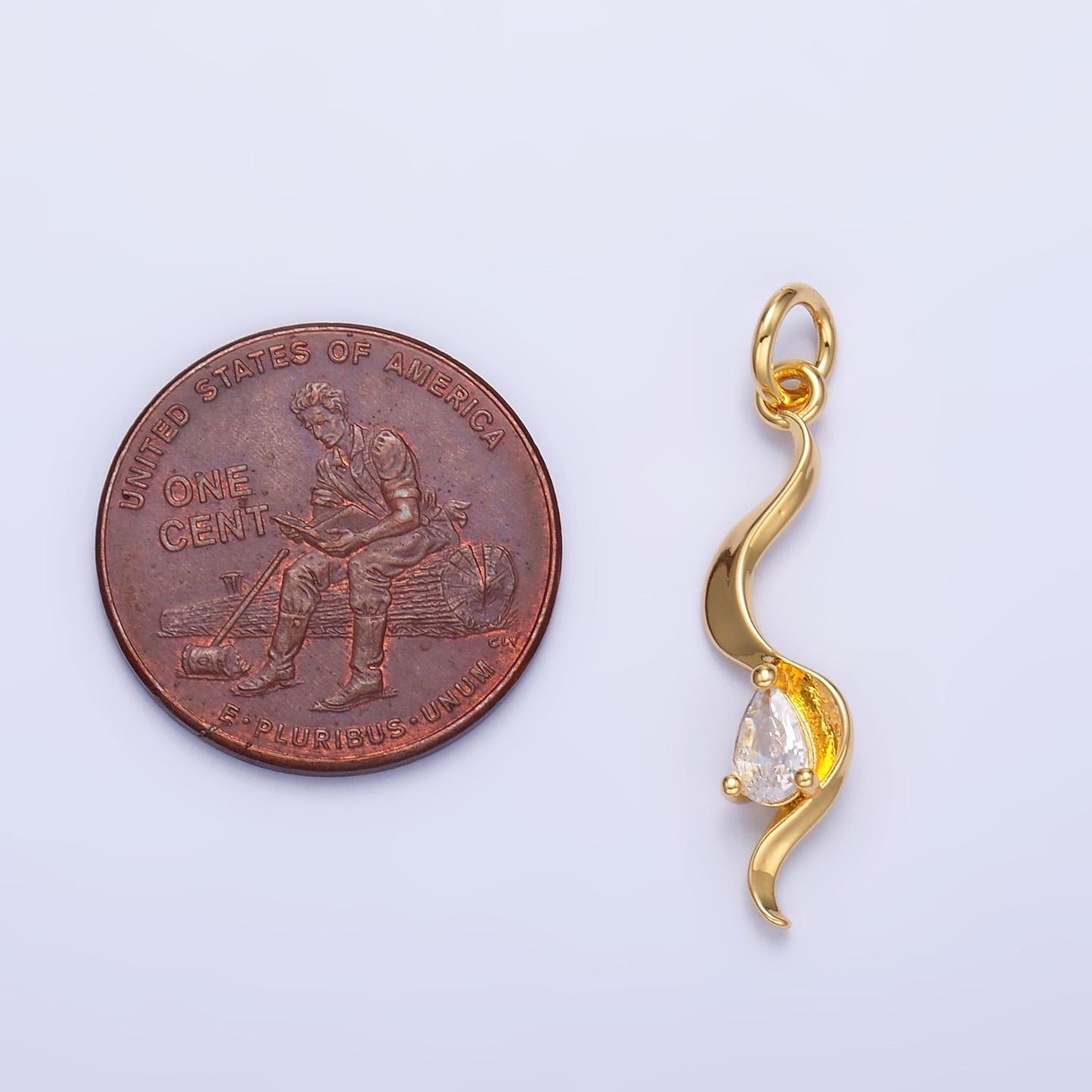 Mini 24K Gold Filled Spiral Charm Cubic Clear Mini Twist charm Dainty Silver Drop Charm for Bracelet Necklace Minimalist Jewelry Supply W813