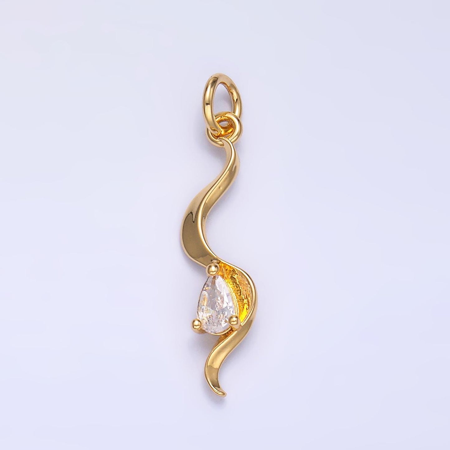 Mini 24K Gold Filled Spiral Charm Cubic Clear Mini Twist charm Dainty Silver Drop Charm for Bracelet Necklace Minimalist Jewelry Supply W813