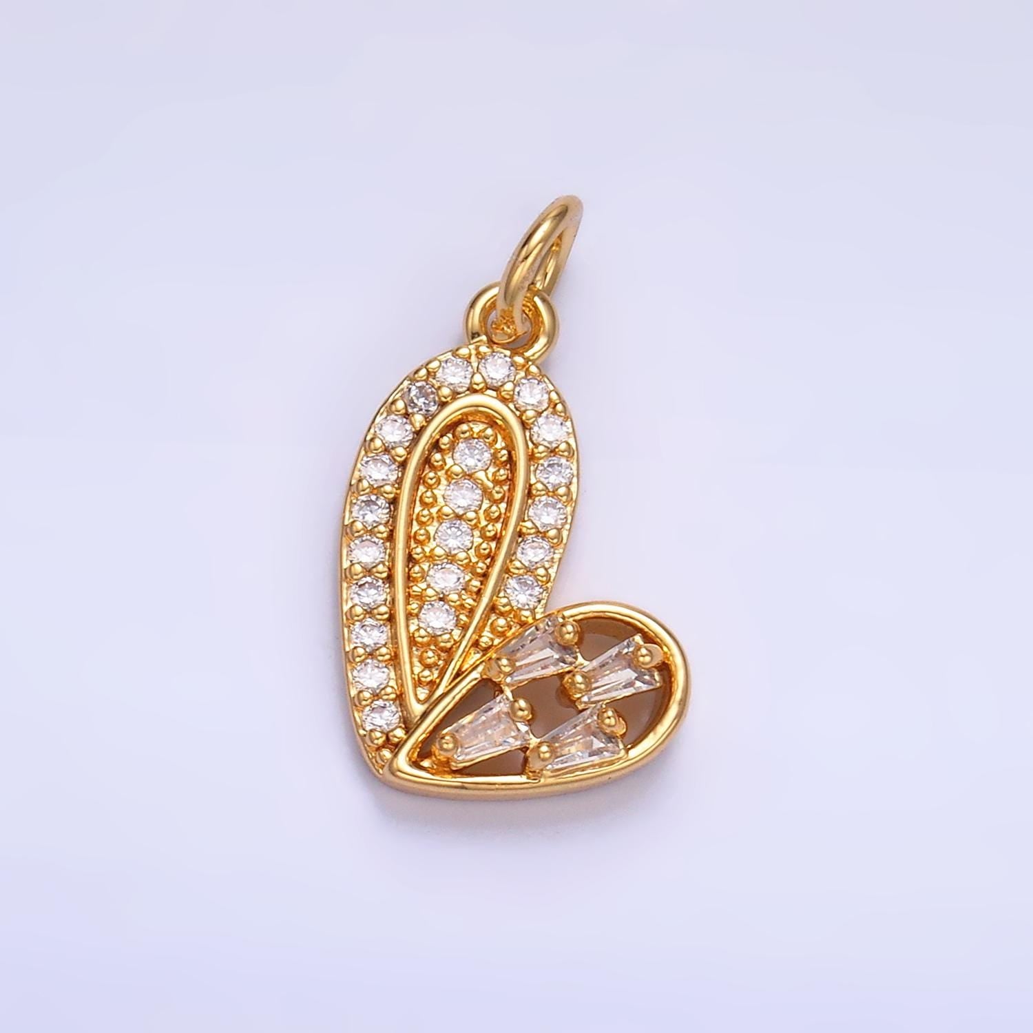 Mini 24K Gold Filled Micro Paved CZ Heart Charm in Gold & Silver | W803