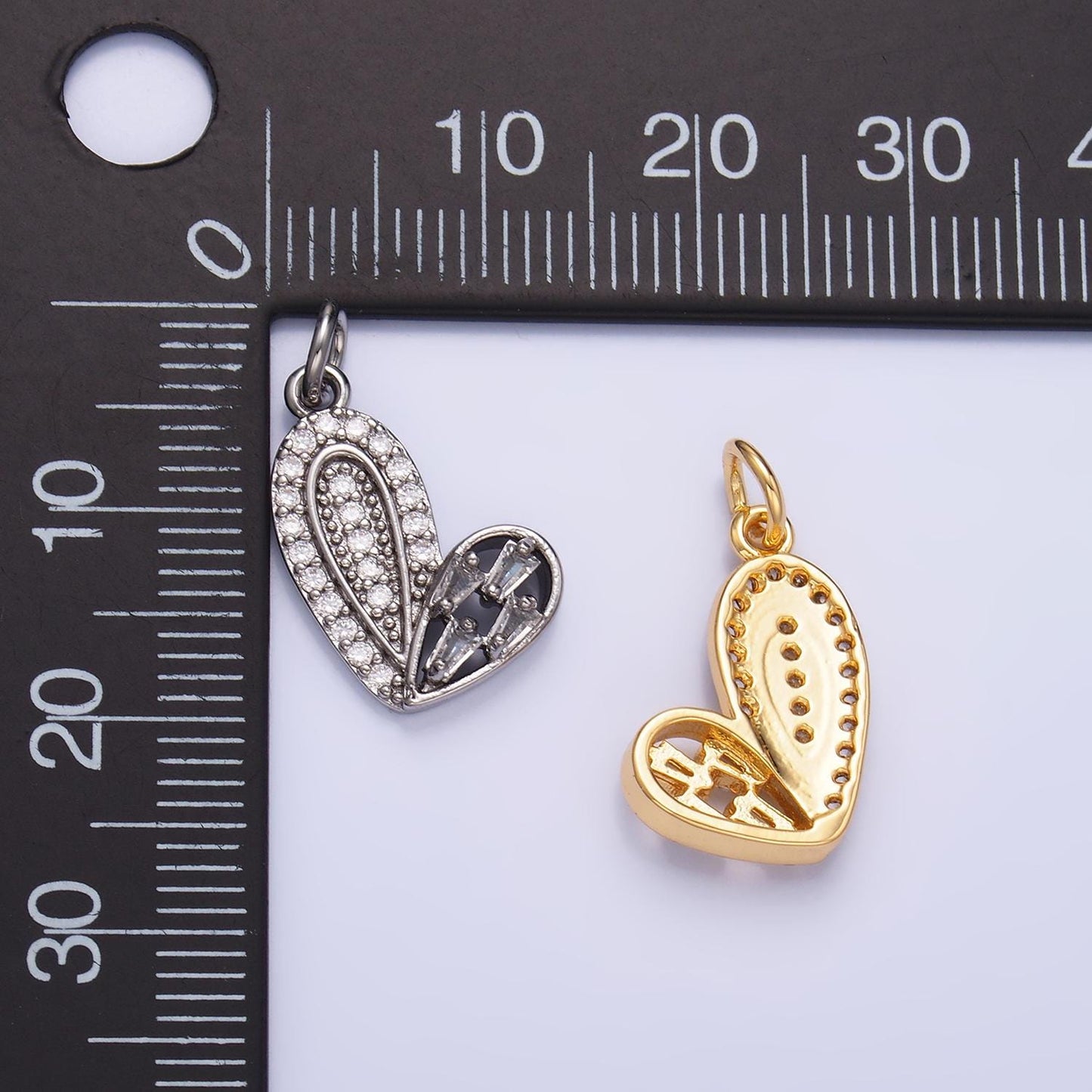 Mini 24K Gold Filled Micro Paved CZ Heart Charm in Gold & Silver | W803