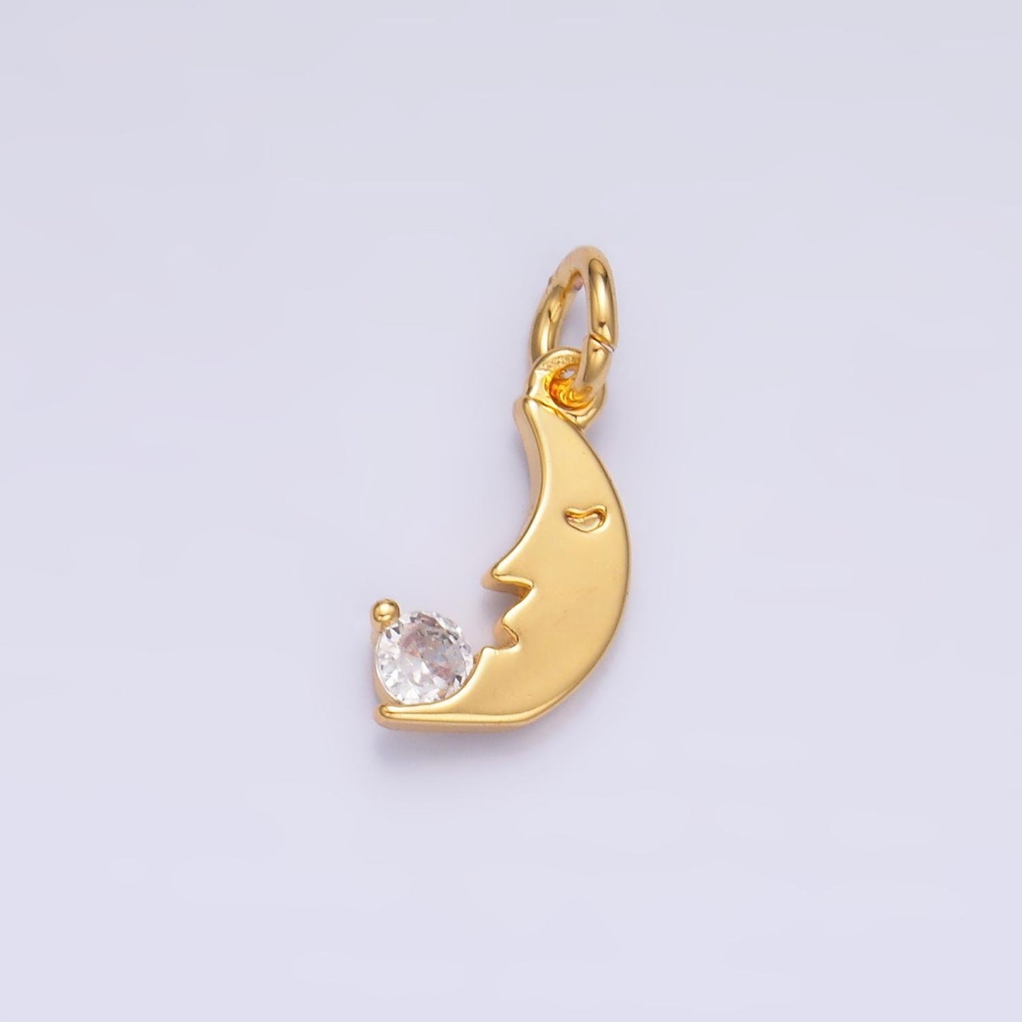 Gold Sleepy moon charm crescent moon celestial charm for jewelry making W-834