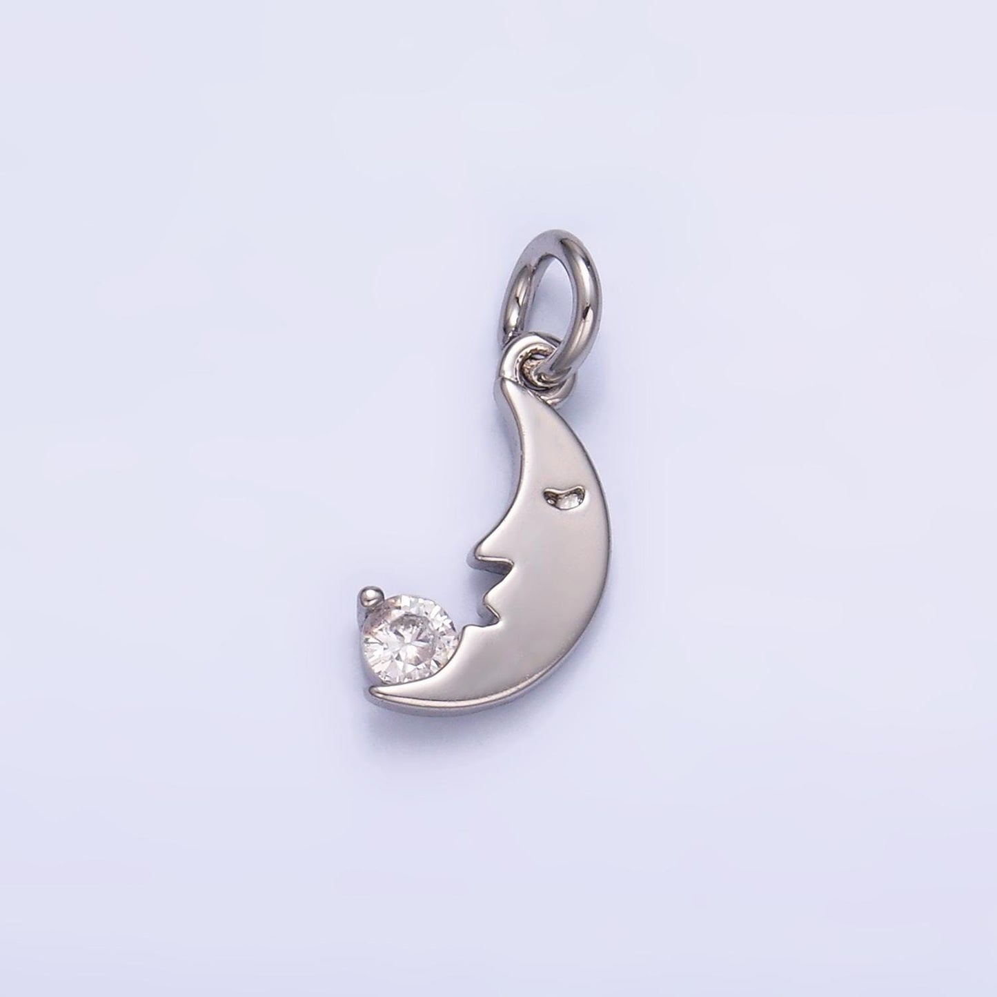 Gold Sleepy moon charm crescent moon celestial charm for jewelry making W-834