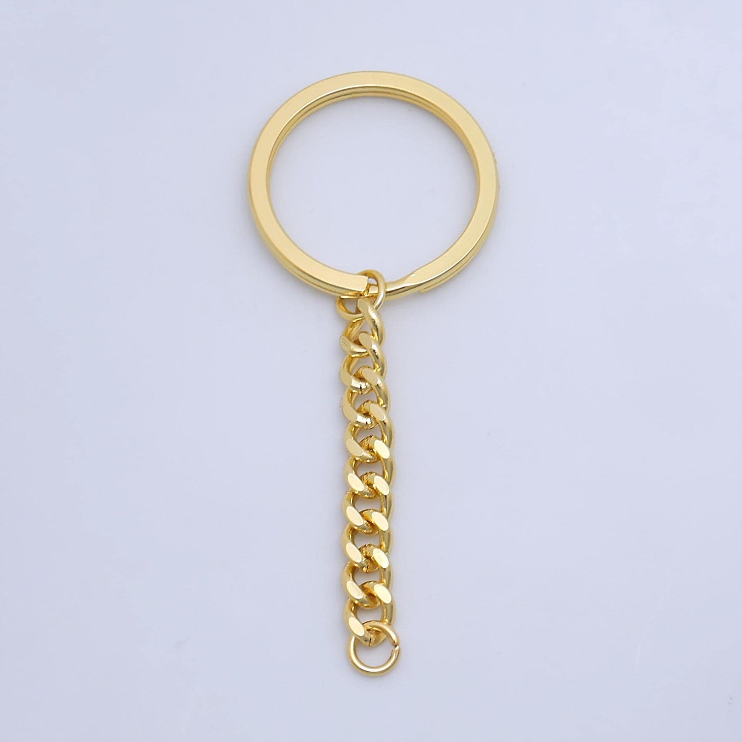 24K Gold Filled 3-Inch Curb Chain Drop Keychain Findings | Z1073