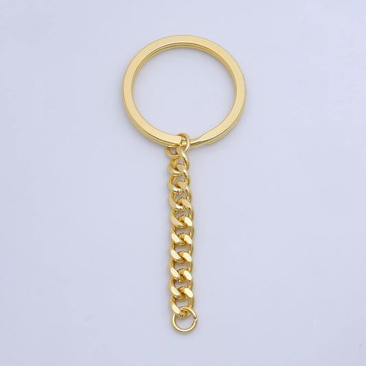 24K Gold Filled 3-Inch Curb Chain Drop Keychain Findings | Z1073