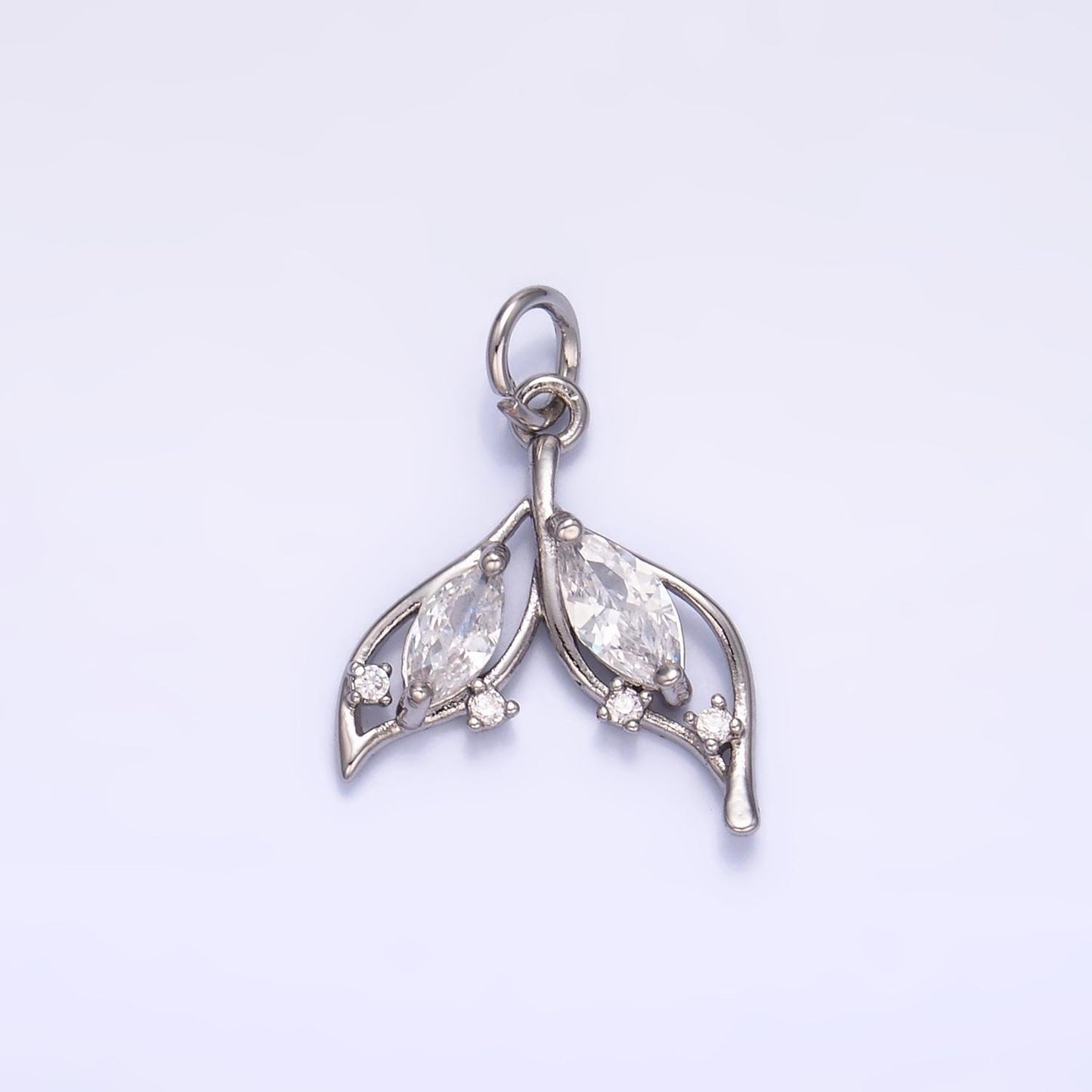 24K Gold Filled Marquise CZ Tail Sea Charm in Gold & Silver | W804