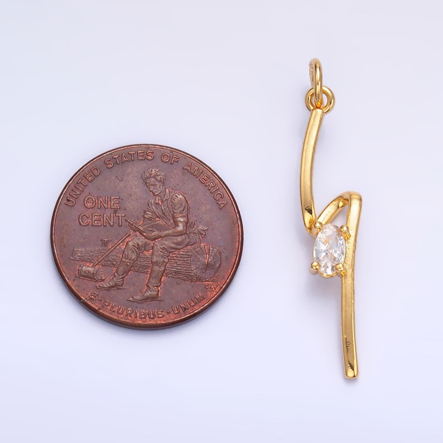 1x gold lightning bolt charms, silver bolt, wizard charm, thunder pendant Clear CZ dainty charm for necklace bracelet earring supply w814