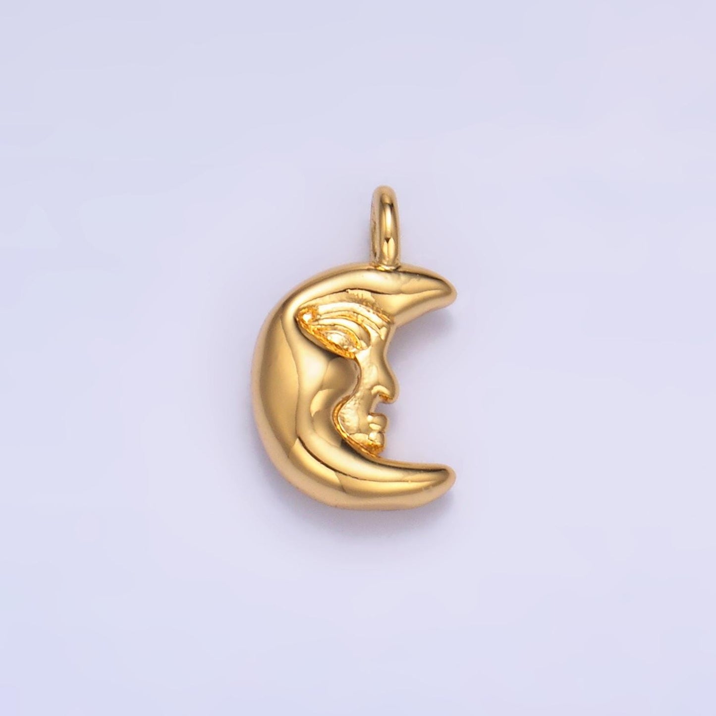 Mini Gold Moon Face charm crescent moon celestial charm for jewelry making W-833